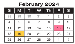 District School Academic Calendar for Project Excel Alternative for February 2024