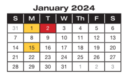 District School Academic Calendar for Project Excel Alternative for January 2024