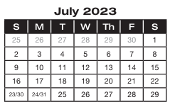 District School Academic Calendar for Fritsche Middle for July 2023