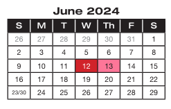 District School Academic Calendar for Fritsche Middle for June 2024
