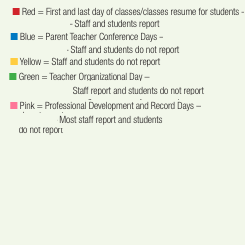 District School Academic Calendar Legend for Project Excel Alternative