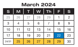 District School Academic Calendar for Urban Waldorf Elementary for March 2024