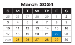 District School Academic Calendar for Project Excel Alternative for March 2024