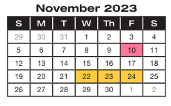 District School Academic Calendar for Fritsche Middle for November 2023
