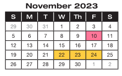 District School Academic Calendar for Longfellow Elementary for November 2023