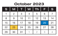 District School Academic Calendar for Audubon Middle for October 2023