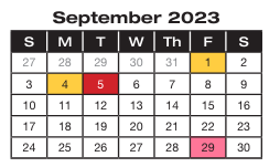 District School Academic Calendar for Urban Waldorf Elementary for September 2023