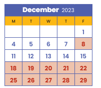 District School Academic Calendar for Shelters for December 2023