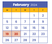 District School Academic Calendar for Shelters for February 2024