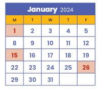 District School Academic Calendar for Dowling Elementary for January 2024
