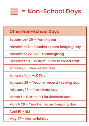 District School Academic Calendar Legend for Bryn Mawr Elementary