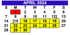 District School Academic Calendar for Alton Memorial Jr High for April 2024