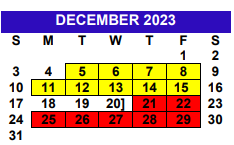 District School Academic Calendar for Bryan Elementary for December 2023