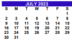 District School Academic Calendar for Cantu Elementary for July 2023