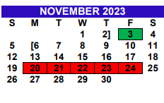 District School Academic Calendar for Alton Memorial Jr High for November 2023