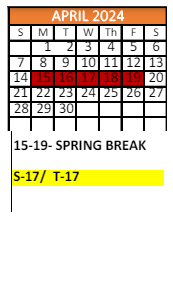 District School Academic Calendar for Calloway Smith Middle School for April 2024