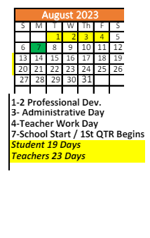 District School Academic Calendar for Er Dickson Elementary School for August 2023