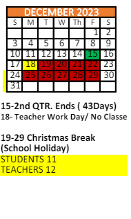 District School Academic Calendar for Cl Scarborough Middle School for December 2023