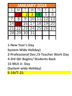 District School Academic Calendar for Er Dickson Elementary School for January 2024