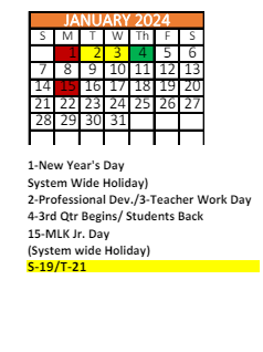 District School Academic Calendar for Old Shell Creative Performing Art for January 2024