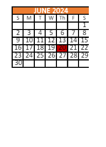 District School Academic Calendar for Er Dickson Elementary School for June 2024