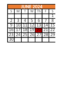 District School Academic Calendar for Hutchens Elementary School for June 2024