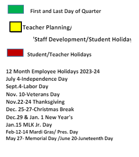 District School Academic Calendar Legend for Er Dickson Elementary School