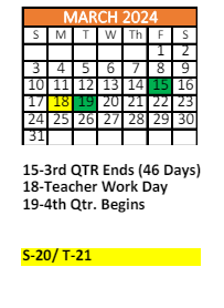 District School Academic Calendar for Saraland Elementary School for March 2024