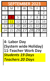 District School Academic Calendar for George H Bryant Vocational-agricultural Center for September 2023