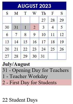 District School Academic Calendar for Arlington Heights Elementary School for August 2023