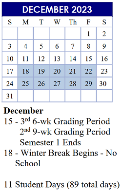 District School Academic Calendar for Arlington Heights Elementary School for December 2023