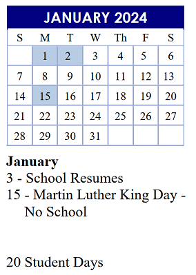 District School Academic Calendar for Arlington Heights Elementary School for January 2024