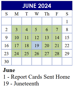 District School Academic Calendar for Arlington Heights Elementary School for June 2024