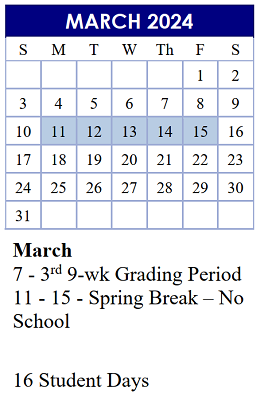 District School Academic Calendar for Arlington Heights Elementary School for March 2024