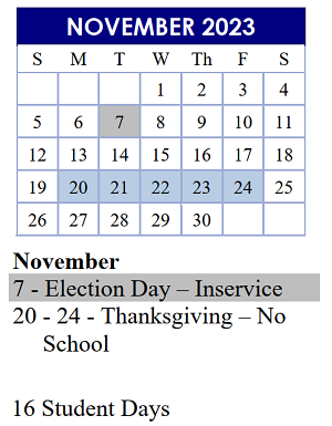 District School Academic Calendar for Arlington Heights Elementary School for November 2023