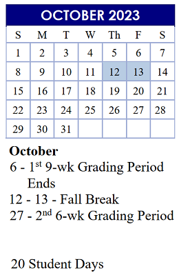 District School Academic Calendar for Arlington Heights Elementary School for October 2023