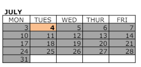 District School Academic Calendar for Wilcox Elementary for July 2023