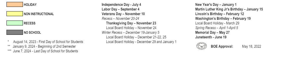 District School Academic Calendar Key for Montebello Intermediate