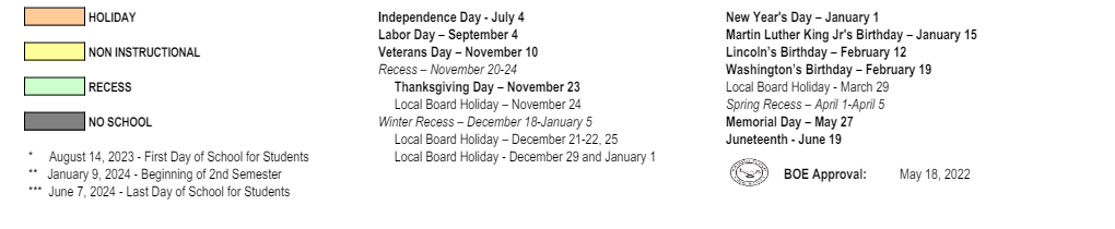 District School Academic Calendar Key for Washington Elementary