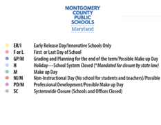 District School Academic Calendar Legend for Roscoe R. Nix Elementary
