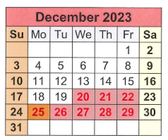 District School Academic Calendar for Loveless Academic Magnet Program High School for December 2023