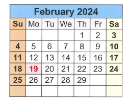 District School Academic Calendar for T S Morris Elementary School for February 2024