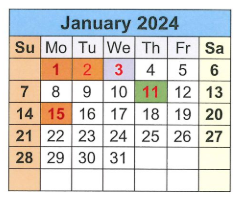 District School Academic Calendar for T S Morris Elementary School for January 2024
