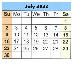 District School Academic Calendar for T S Morris Elementary School for July 2023