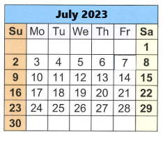 District School Academic Calendar for Loveless Academic Magnet Program High School for July 2023