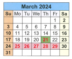 District School Academic Calendar for T S Morris Elementary School for March 2024
