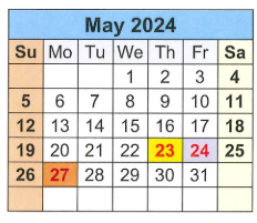 District School Academic Calendar for T S Morris Elementary School for May 2024