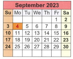 District School Academic Calendar for T S Morris Elementary School for September 2023