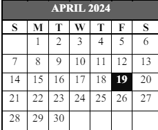 District School Academic Calendar for Wayland Bonds Es for April 2024