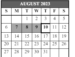 District School Academic Calendar for Wayland Bonds Es for August 2023